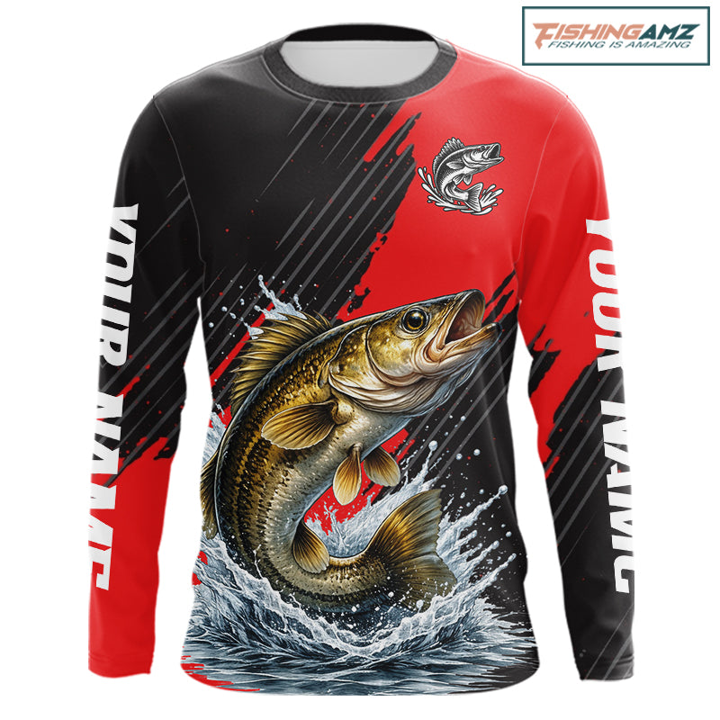 Walleye Fishing Long Sleeve Tournament Shirts, Personalized Walleye Fishing Jerseys NHT585