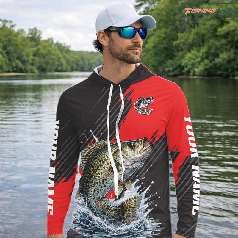 Crappie Fishing Long Sleeve Hooded Tournament Shirts, Personalized Crappie Fishing Jerseys NHT586