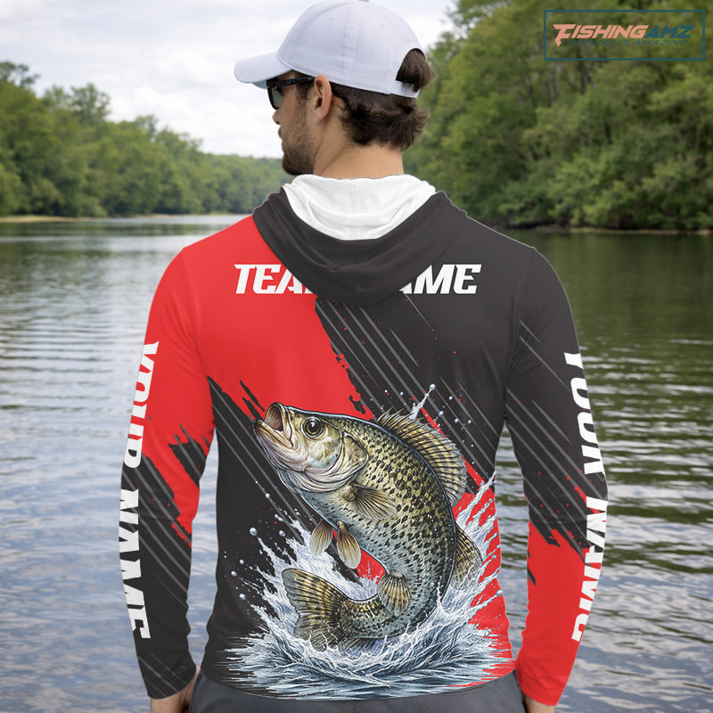 Crappie Fishing Long Sleeve Hooded Tournament Shirts, Personalized Crappie Fishing Jerseys NHT586