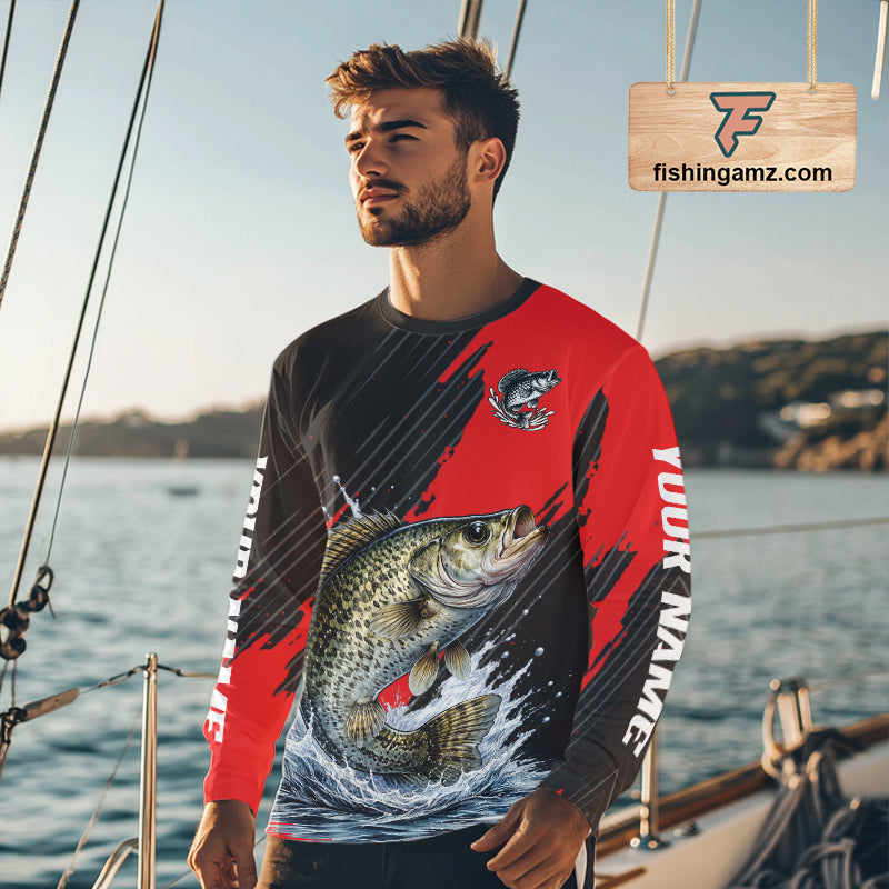 Crappie Fishing Long Sleeve Tournament Shirts, Personalized Crappie Fishing Jerseys NHT586