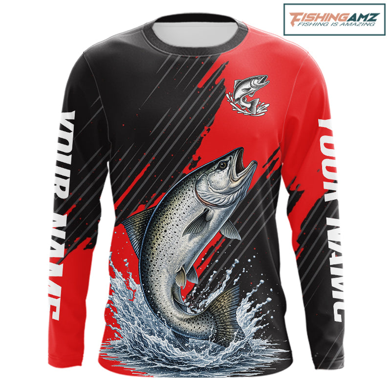 Chinook Salmon Fishing Long Sleeve Tournament Shirts, Personalized Salmon Fishing Jerseys NHT587