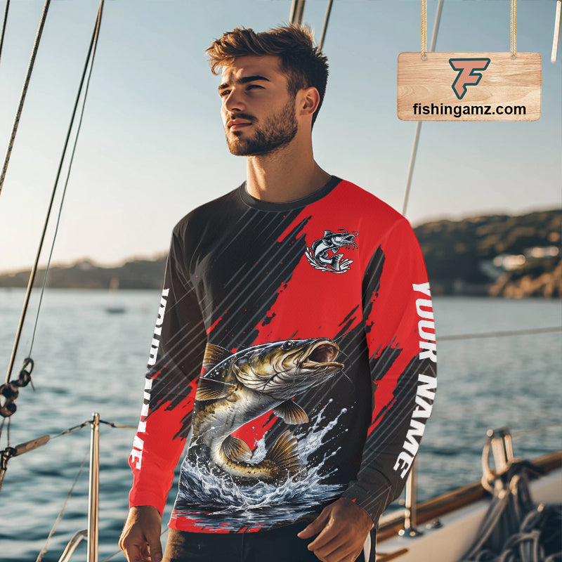 Catfish Fishing Long Sleeve Tournament Shirts, Personalized Catfish Fishing Jerseys NHT589