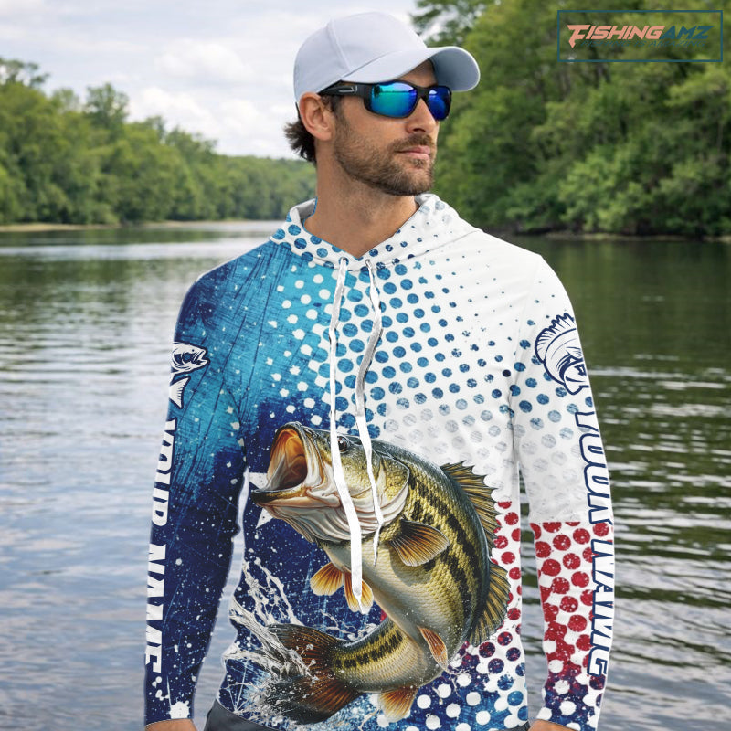 Design Texas Flag Bass Fishing Shirts, Texas Bass Fishing Shirts Hooded Long Sleeve NHT603
