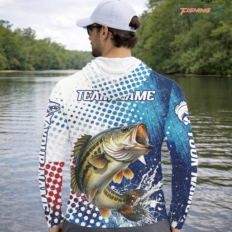 Design Texas Flag Bass Fishing Shirts, Texas Bass Fishing Shirts Hooded Long Sleeve NHT603