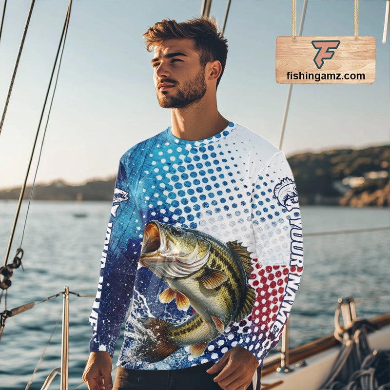 Design Texas Flag Bass Fishing Shirts, Texas Bass Fishing Shirts Long Sleeve  NHT603