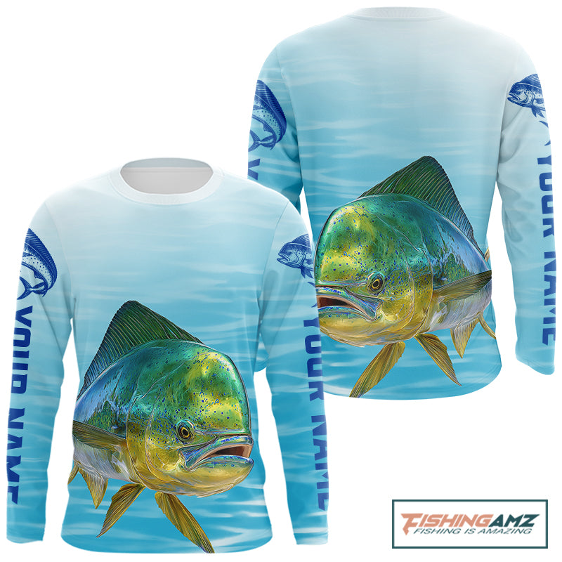 Mahi Mahi Ocean Blue Performance Fishing Shirt,  Mahi Mahi Tournament Fishing Shirts NHT615