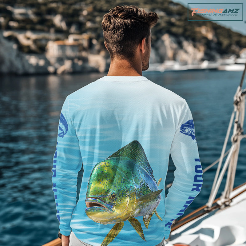 Mahi Mahi Ocean Blue Performance Fishing Shirt,  Mahi Mahi Tournament Fishing Shirts NHT615