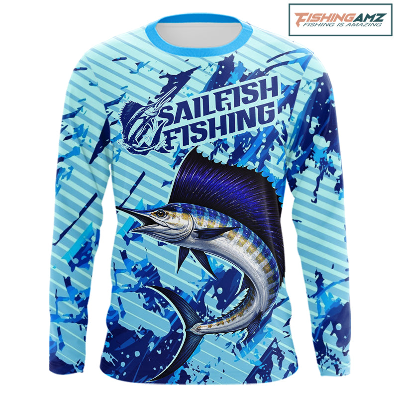 Custom Sailfish Saltwater Fishing Jerseys, Sailfish Fishing Shirts Long Sleeve For Men NHT617