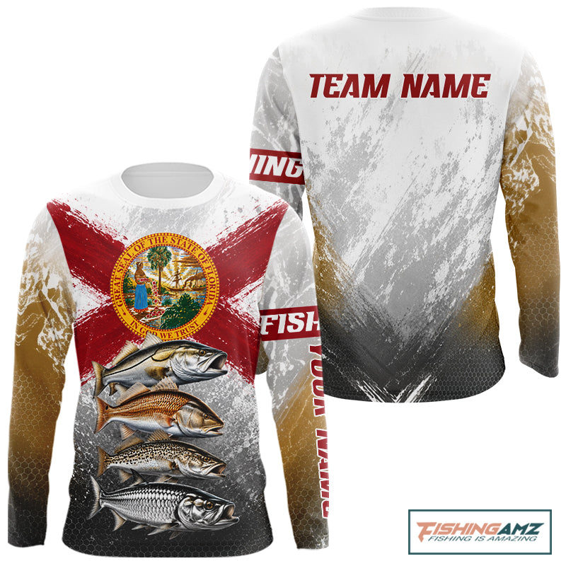 Florida Flag Fishing Jersey Inshore Grand Slam Snook Redfish Trout Tarpon Gift 