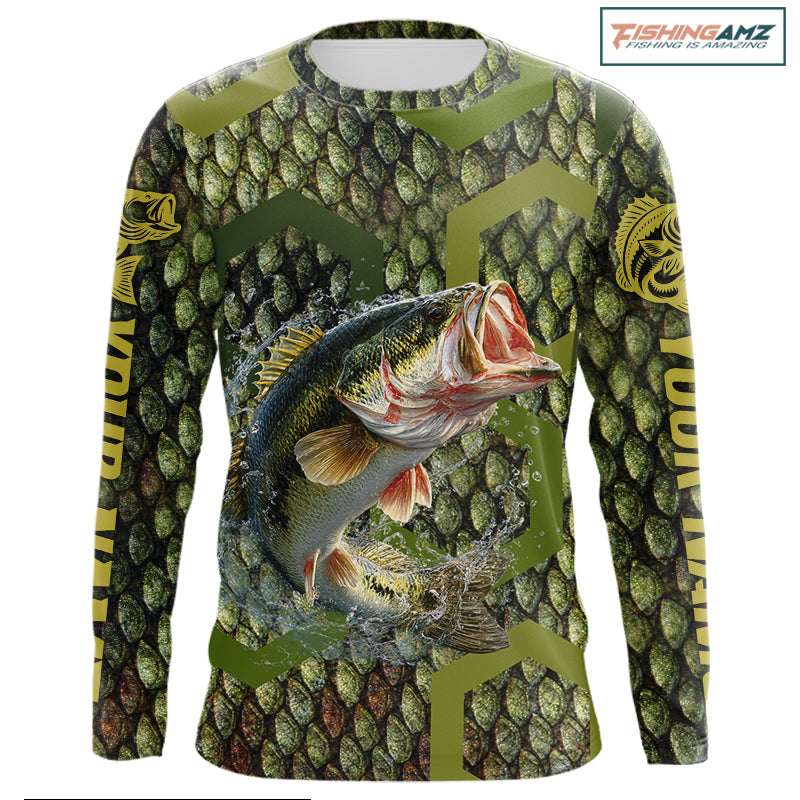 Custom Largemouth Bass Fishing Shirts Long Sleeve, Largemouth Bass Fishing Jerseys NHT378