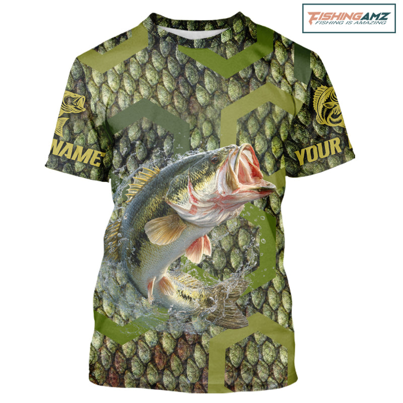 Custom Largemouth Bass Fishing T-Shirt, Largemouth Bass Fishing Jerseys NHT378