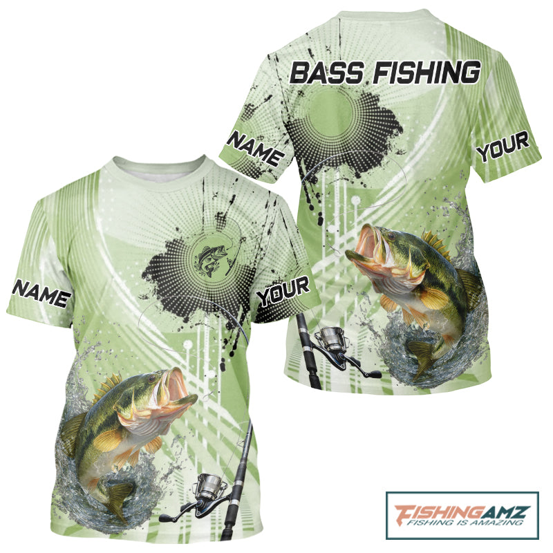 Men's Fishing T-Shirts, Largemouth Bass Personalized Fishing Gift NHT379