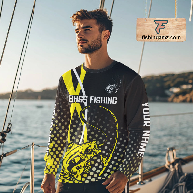 Personalized Bass Fishing Jersey, Bass Fishing Long Sleeve, Fishing Tournament Shirts NHT380