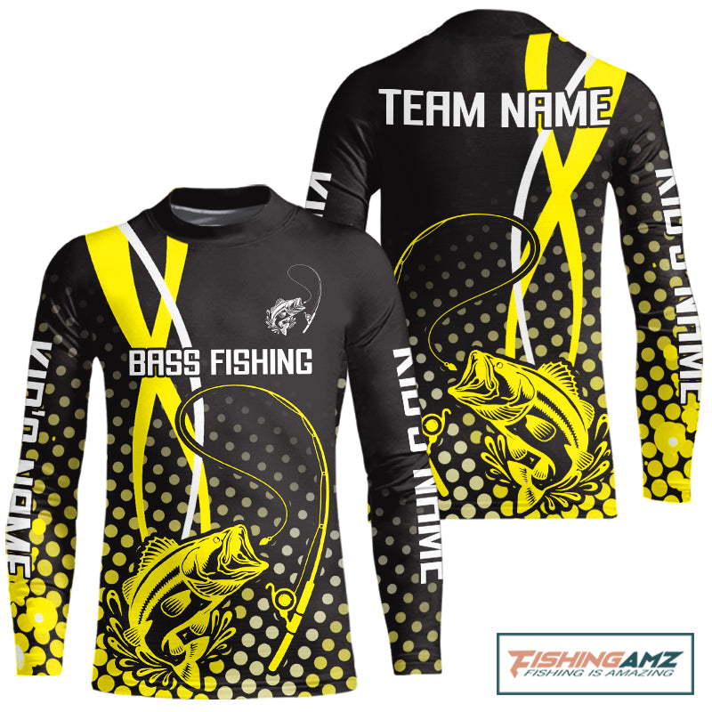 Personalized Bass Fishing Jersey, Bass Fishing Long Sleeve Fishing Tournament Shirts NHT380