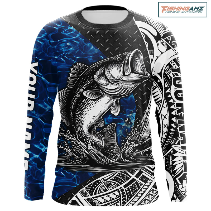 Largemouth Bass Blue Fishing Shirts Long Sleeve, Fishing Gift NHT383