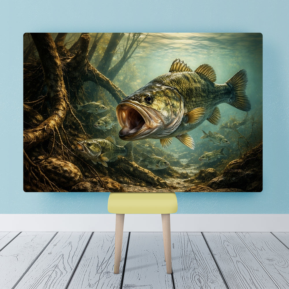 Big Bass Fish Wall Art Canvas, Underwater Largemouth Bass Fishing Canvas Art NHT486