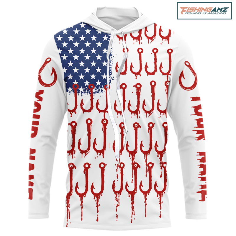 American Flag & Hook UV Protection Fishing Shirt – Fishing Jersey For Anglers NHT390