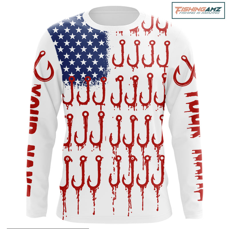 American Flag & Hook UV Protection Fishing Shirt – Fishing Jersey For Anglers NHT390