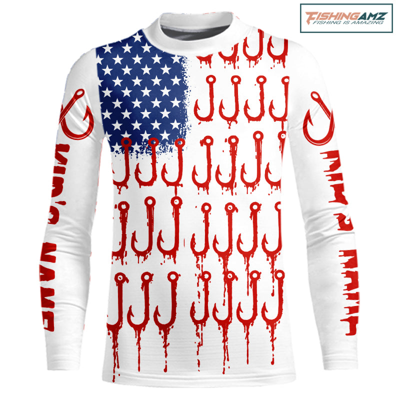 American Flag & Hook UV Protection Fishing Shirt – Fishing Jersey For Anglers NHT390