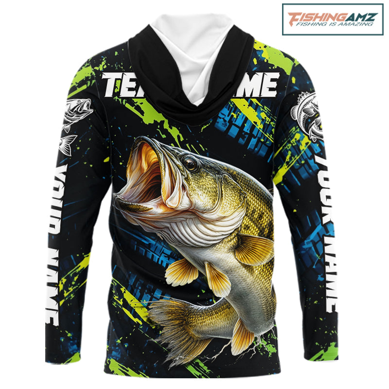 Personalized Bass Fishing Sport Jerseys For Men, Bass Fishing Shirt Long Sleeve Hooded NHT494