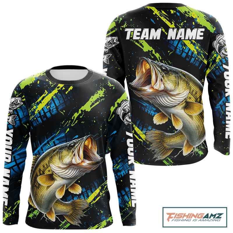 Personalized Bass Fishing Sport Jerseys For Men, Bass Fishing Shirt Long Sleeve NHT494