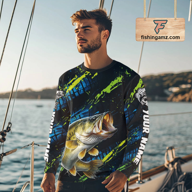Personalized Bass Fishing Sport Jerseys For Men, Bass Fishing Shirt Long Sleeve NHT494