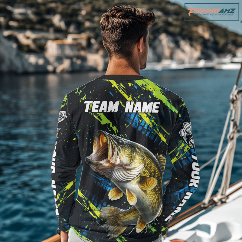Personalized Bass Fishing Sport Jerseys For Men, Bass Fishing Shirt Long Sleeve NHT494