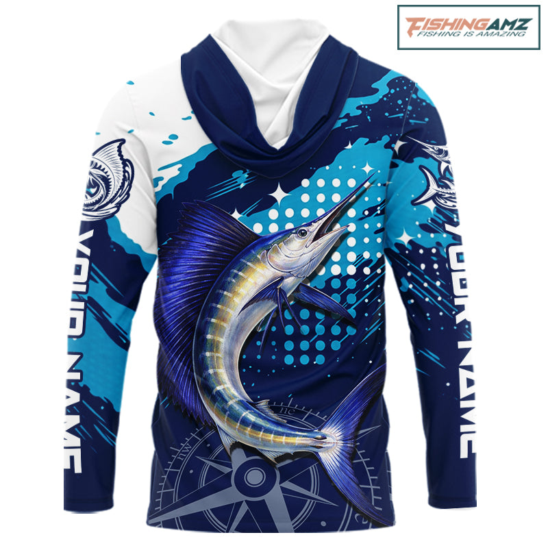 Custom Sailfish Long Sleeve Hooded Fishing Shirts For Men, Design Sailfish Fishing Jerseys NHT632