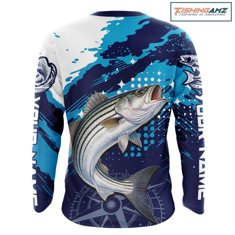 Custom Striped Bass Long Sleeve Fishing Shirts For Men, Design Striped Bass Fishing Jerseys NHT635