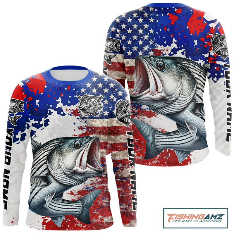 Custom Striped Bass Fishing Saltwater Performance Shirts, Fishing Shirt For Men NHT498