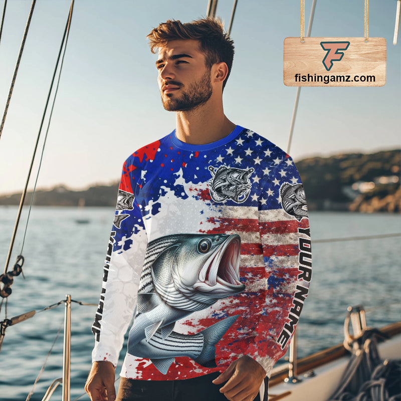 Custom Striped Bass Fishing Saltwater Performance Shirts, Fishing Shirt For Men NHT498