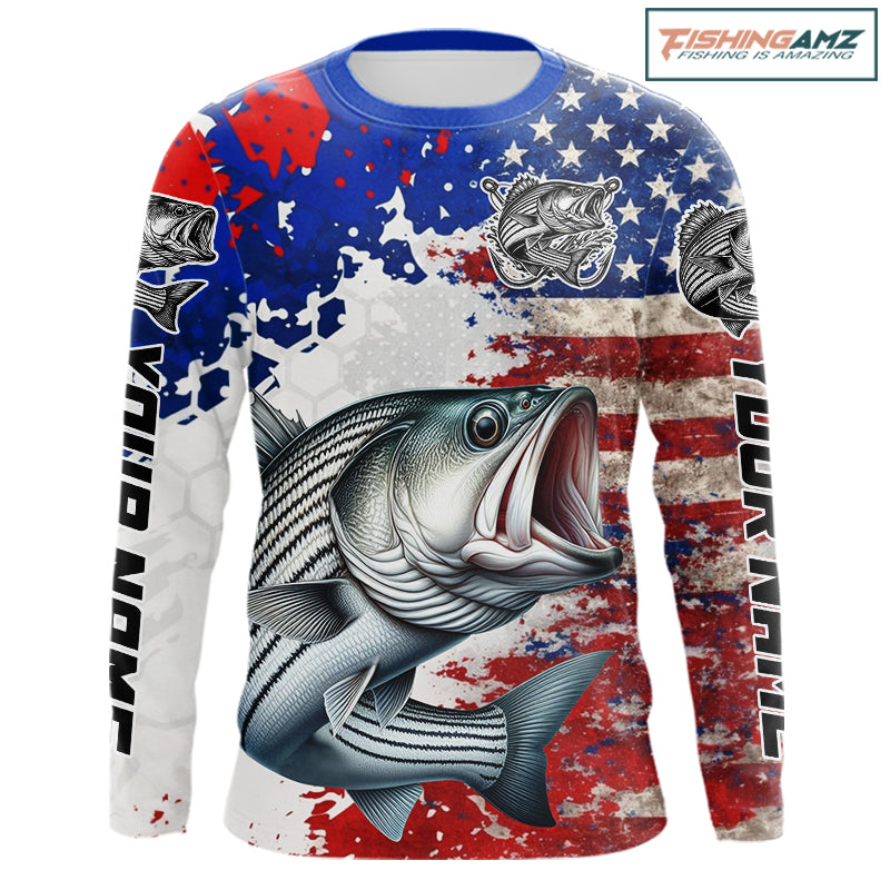 Custom Striped Bass Fishing Saltwater Performance Shirts, Fishing Shirt For Men NHT498