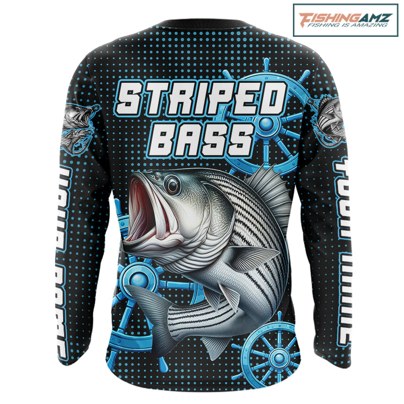 Personalized Striped Bass Fishing Jerseys, Bass Performance Fishing Shirt Custom Name NHT501