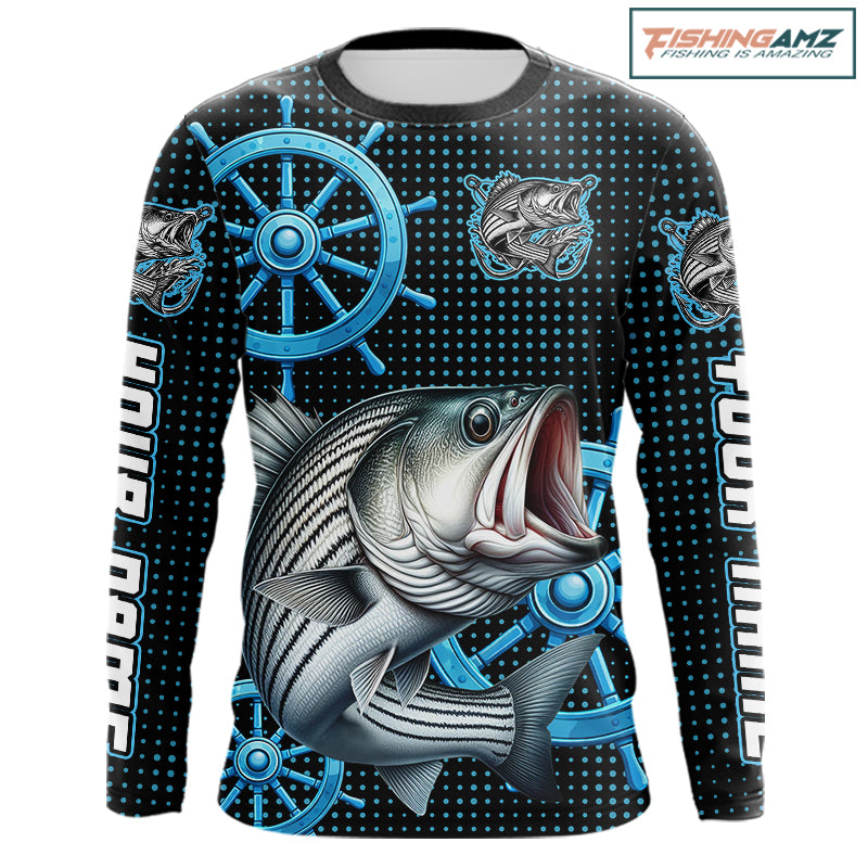 Personalized Striped Bass Fishing Jerseys, Bass Performance Fishing Shirt Custom Name NHT501