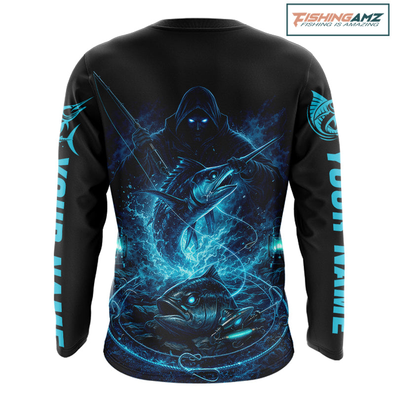 Personalized Marlin Fishing Shirt Long Sleeve  For Men, Marlin Action Angler Shirt NHT436