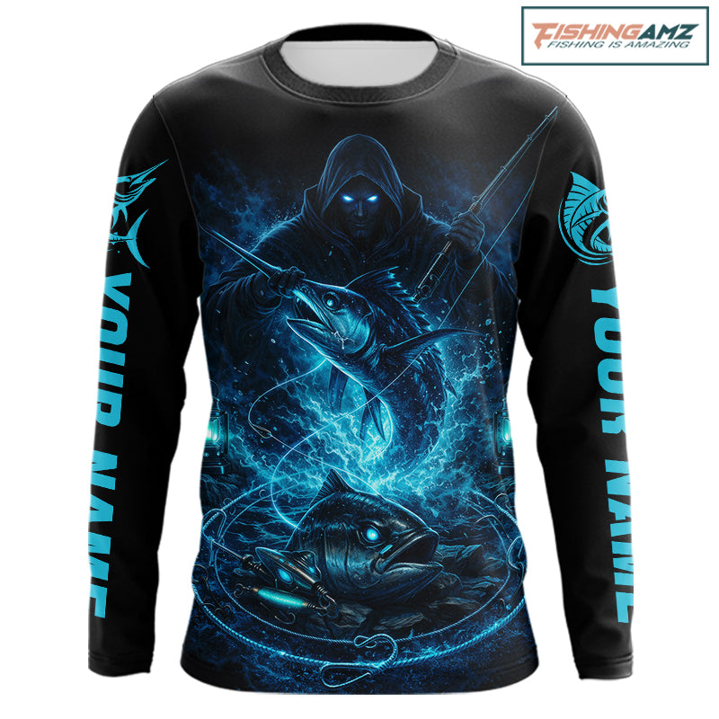 Personalized Marlin Fishing Shirt Long Sleeve  For Men, Marlin Action Angler Shirt NHT436