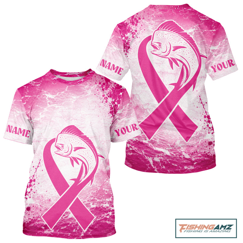 Pink Mahi Mahi Fishing Shirt Short Sleeve, Breast Cancer Awareness Fishing Shirt, Fisher Gift NHT1470