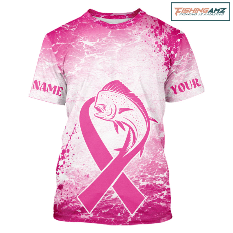 Pink Mahi Mahi Fishing Shirt Short Sleeve, Breast Cancer Awareness Fishing Shirt, Fisher Gift NHT1470