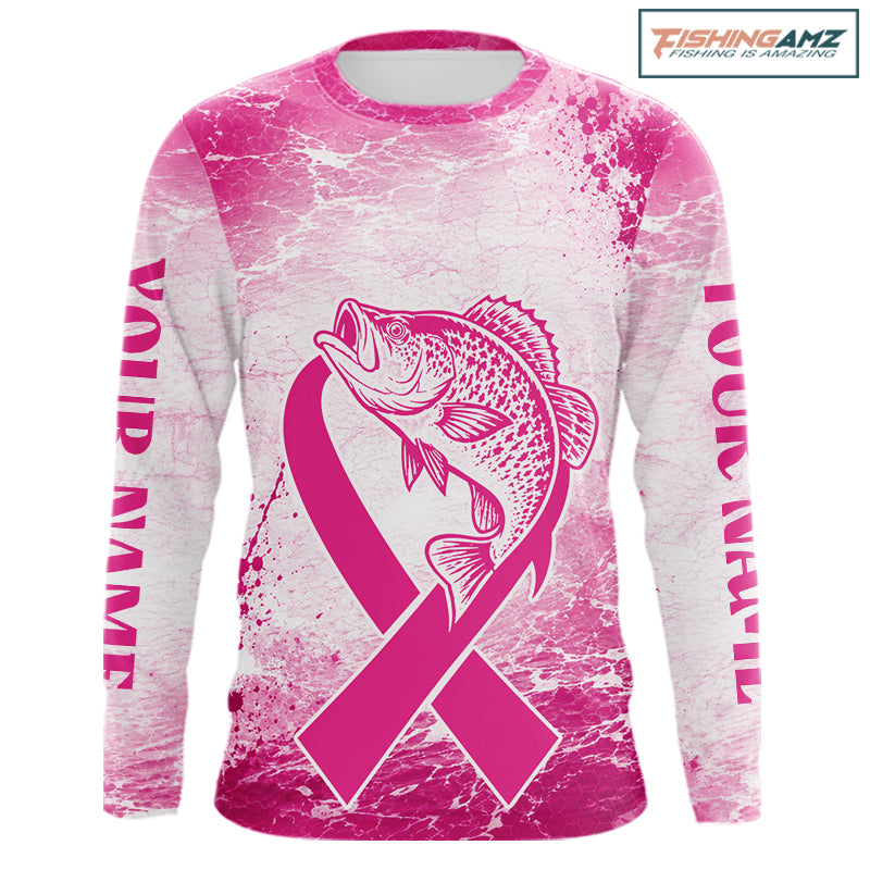 Pink Crappie Fishing Shirt Long Sleeve, Breast Cancer Awareness Fishing Shirt, Crappie Fisher Gift NHT1472