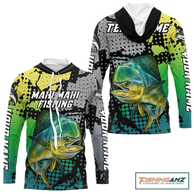 Mahi Mahi Fishing Shirt Green Camo Custom Name, Mahi Mahi Fishing Team Jerseys NHT444