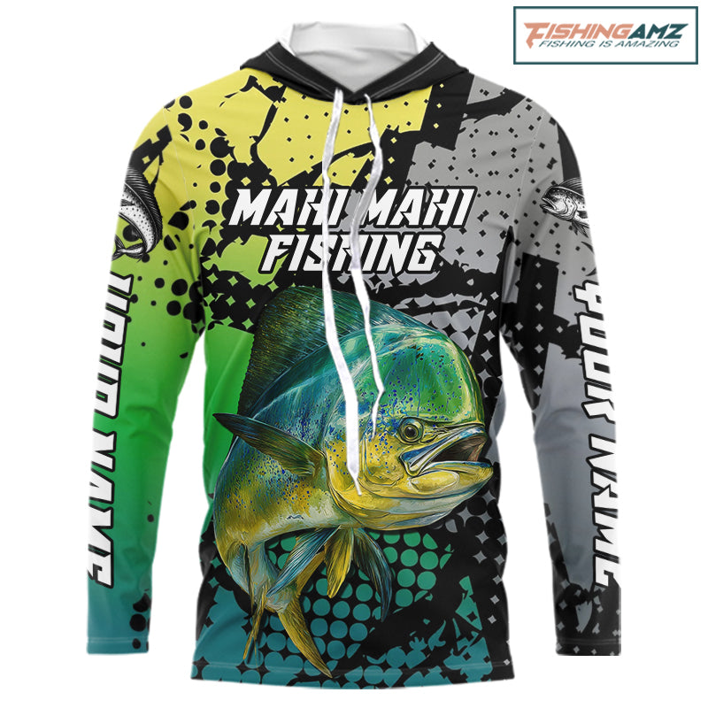 Mahi Mahi Fishing Shirt Green Camo Custom Name, Mahi Mahi Fishing Team Jerseys NHT444