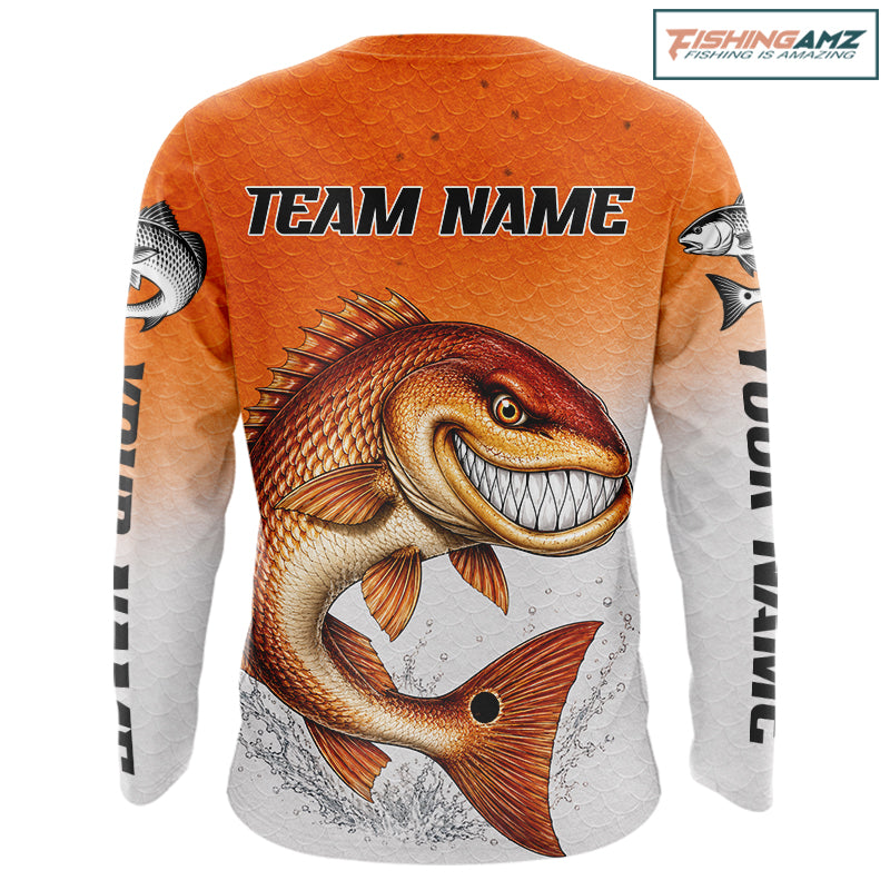 Angry Redfish Fishing Shirts Long Sleeve For Men, Upf Long Sleeve UV Sun Protection Fishing Shirt NHT1310