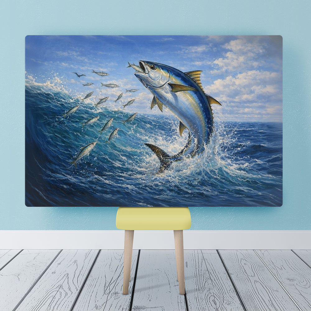 Offshore Predator: Tuna Hunting Sardines – Deep Sea Fishing Canvas Art NHT452