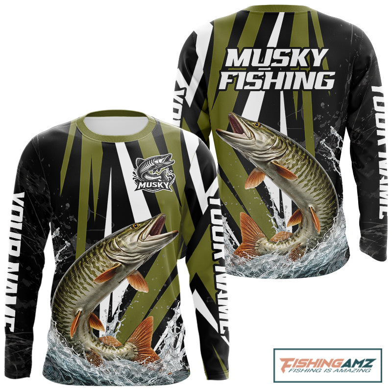 Musky Fishing Custom Long Sleeve Tournament Shirts, Muskie Fishing Shirt Jerseys NHT455