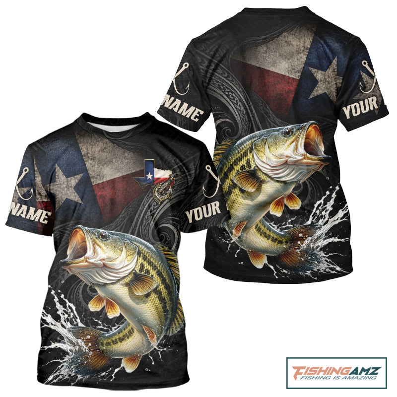 Personalized Texas Largemouth Bass Fishing T-Shirt – Custom Name Angler Apparel For Fishermen