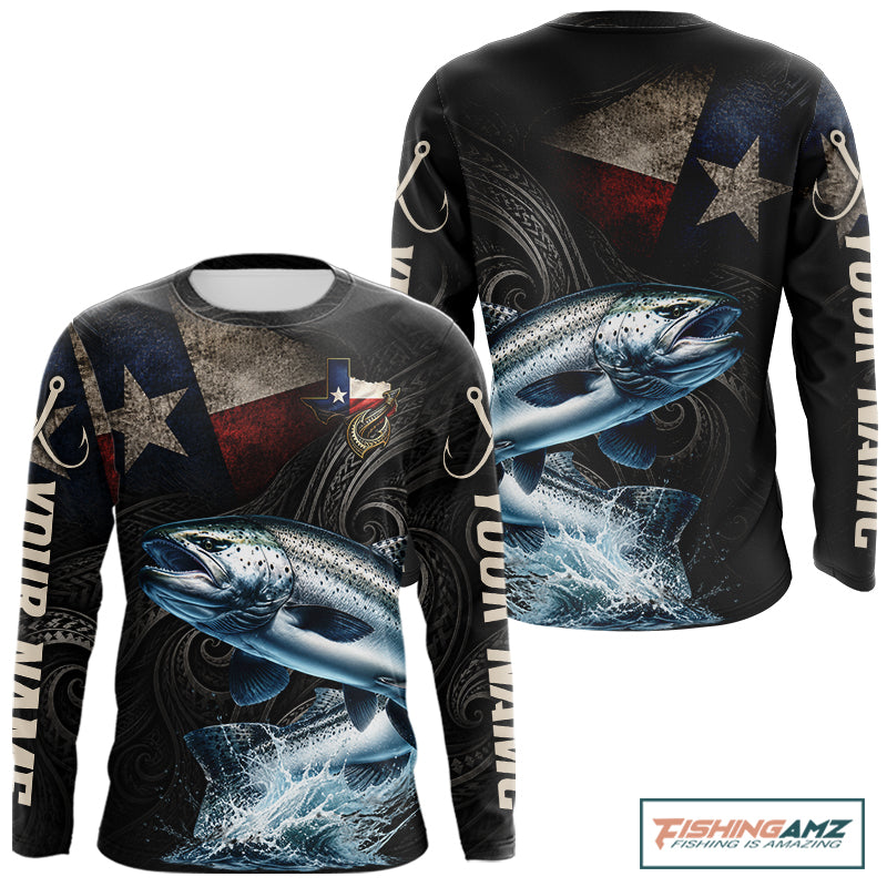 Personalized Texas Chinook Salmon Fishing Shirt – Custom Name Angler Apparel For Fishermen