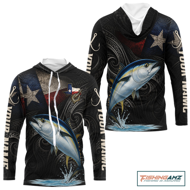 Personalized Texas Tuna Hooded Fishing Shirt – Custom Name Angler Apparel For Fishermen