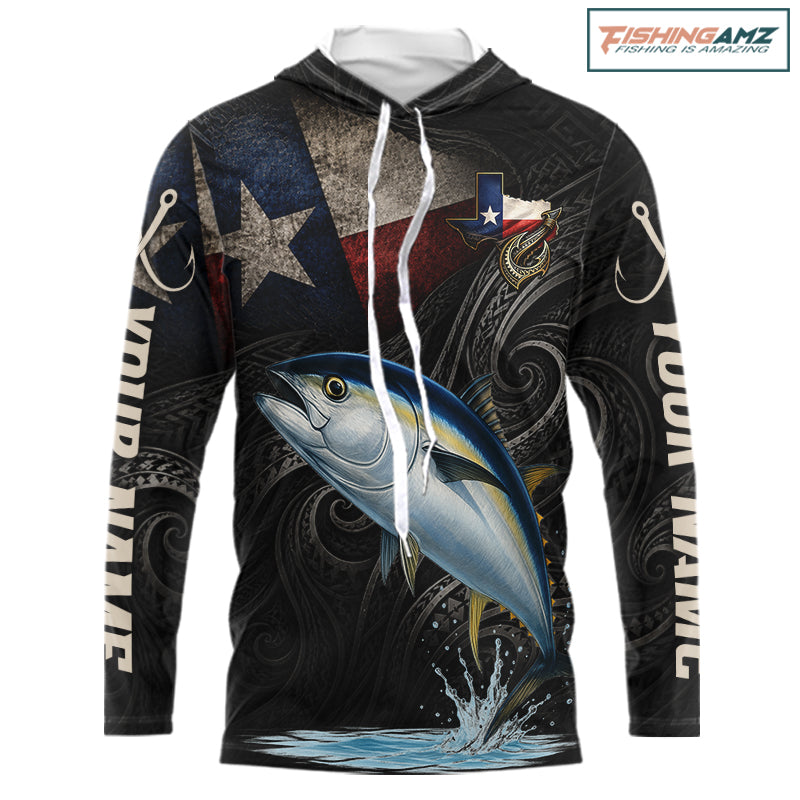 Personalized Texas Tuna Hooded Fishing Shirt – Custom Name Angler Apparel For Fishermen