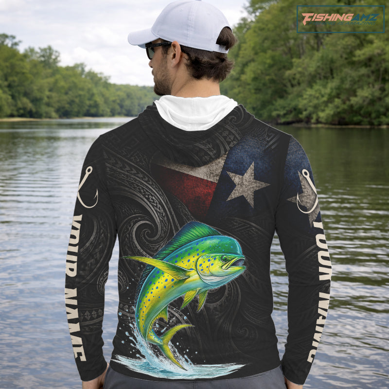 Personalized Texas Mahi Mahi Hooded Fishing Shirt – Custom Name Angler Apparel For Fishermen
