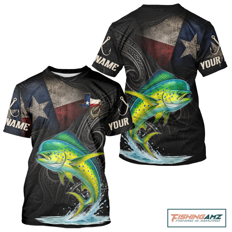 Personalized Texas Mahi Mahi Fishing T-Shirt – Custom Name Angler Apparel For Fishermen